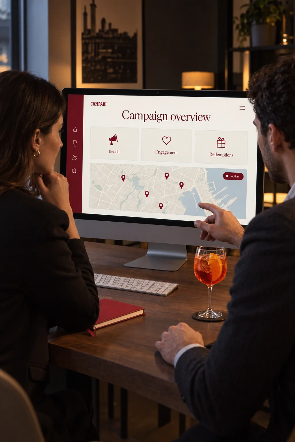 Campaign overview dashboard of the AI Web Creator on a desktop screen