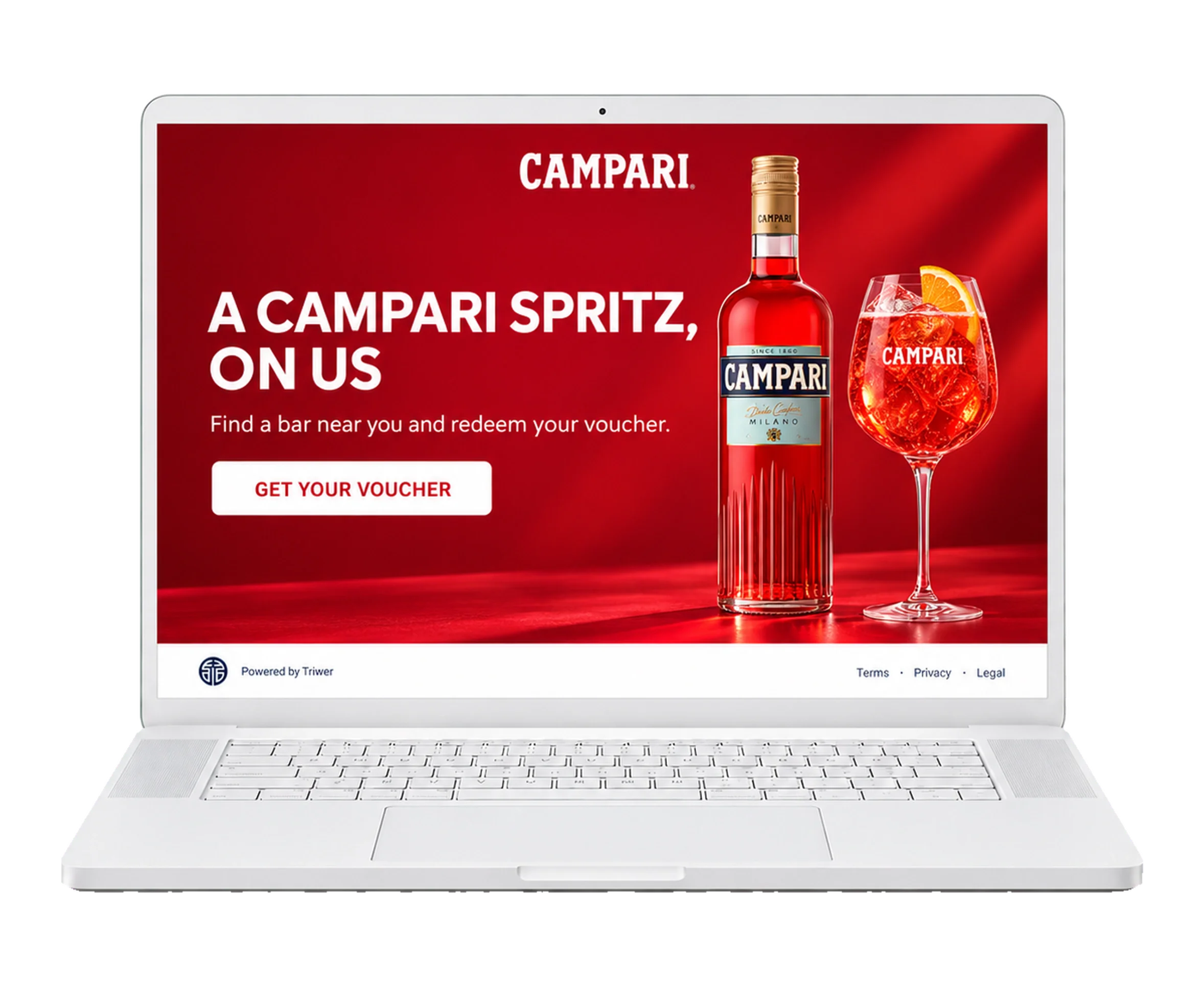 Campari Spritz campaign landing page on a laptop