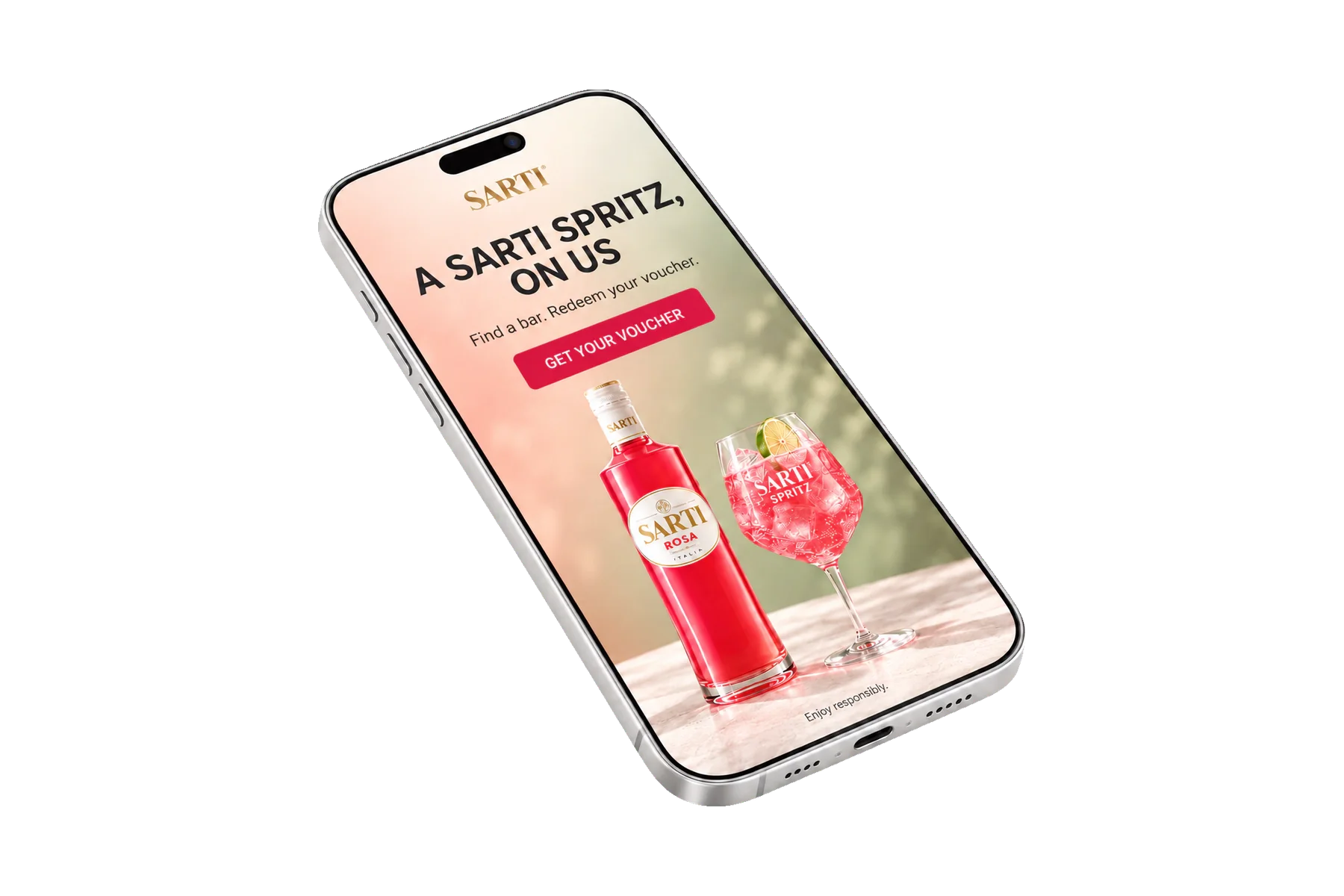 Sarti Spritz voucher campaign on a smartphone