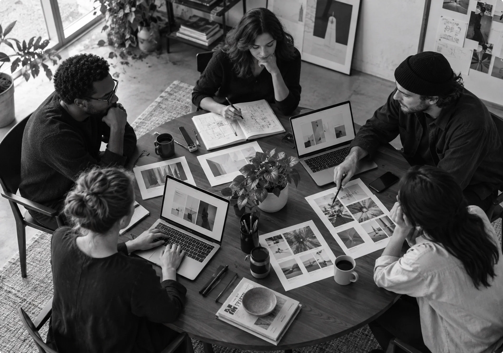 The Triwer team working together around a table